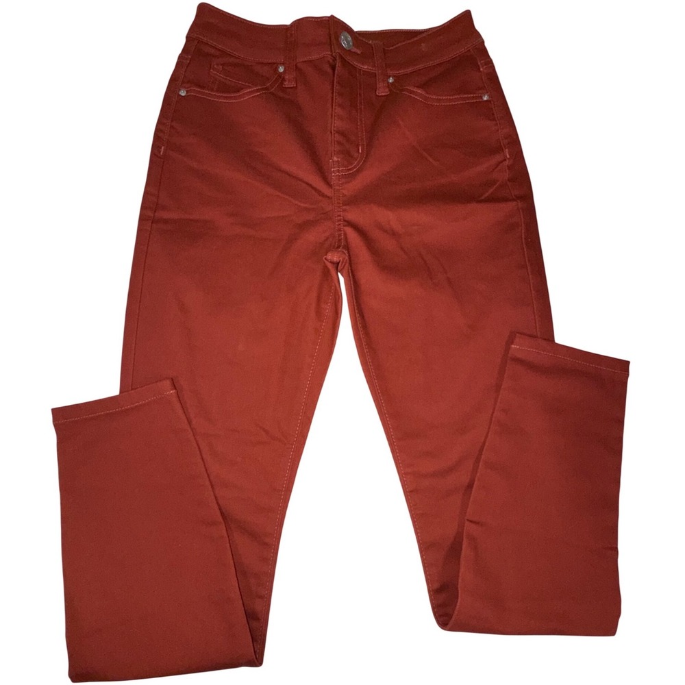 Zenana DOP-1542A Skinny Pants Womens Size S Rust Orange NWT Stretch High Rise
